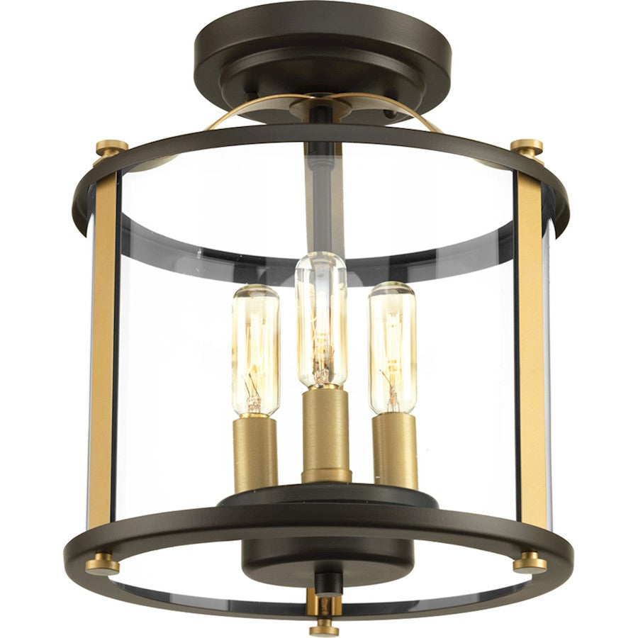 Progress Squire 3-Light Semi-Flush Convertible, Antique Bronze