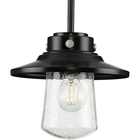 Progress Lighting Tremont 1 Light Mini-Pendant, Black/Clear Seeded - P550093-031