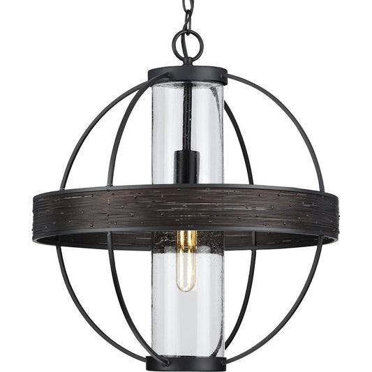 Progress Lighting Terrace 1-Lt BK/Seeded Outdoor Hanging Light - P550111-31M