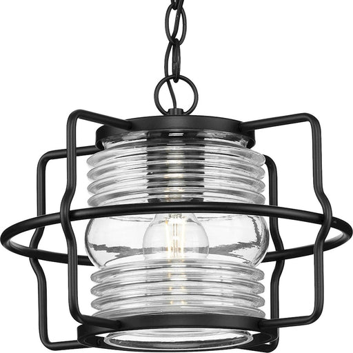 Progress Lighting Keegan 1-Lt Outdoor Hanging Lantern, Black/Clear - P550134-31M