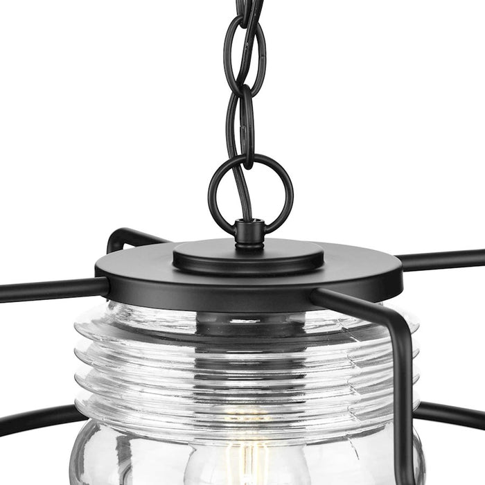 Progress Lighting Keegan 1-Light Outdoor Hanging Lantern, Black/Clear