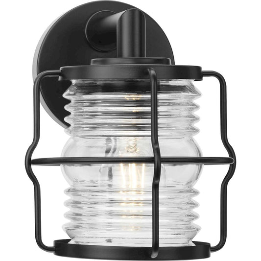 Progress Lighting Keegan 1-Lt Outdoor Wall Lantern, Black/Clear - P560340-31M