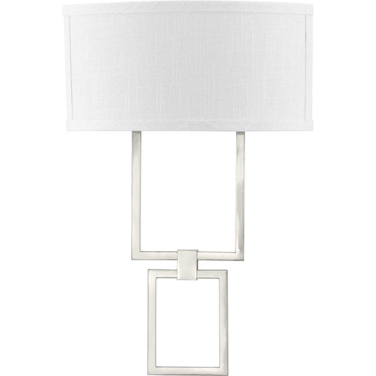 Progress Lighting LED Shaded Sconce Nickel Square Sconce, Linen - P710054-009-30