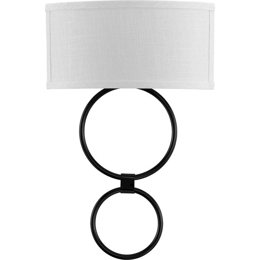 Progress Lighting Shaded Black Circle LED Sconce, Linen - P710058-031-30