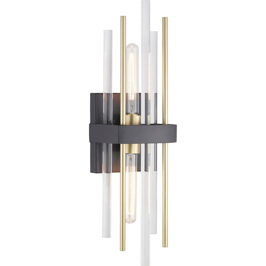 Orrizo Two-Light Wall Sconce, Clear Glass/Black