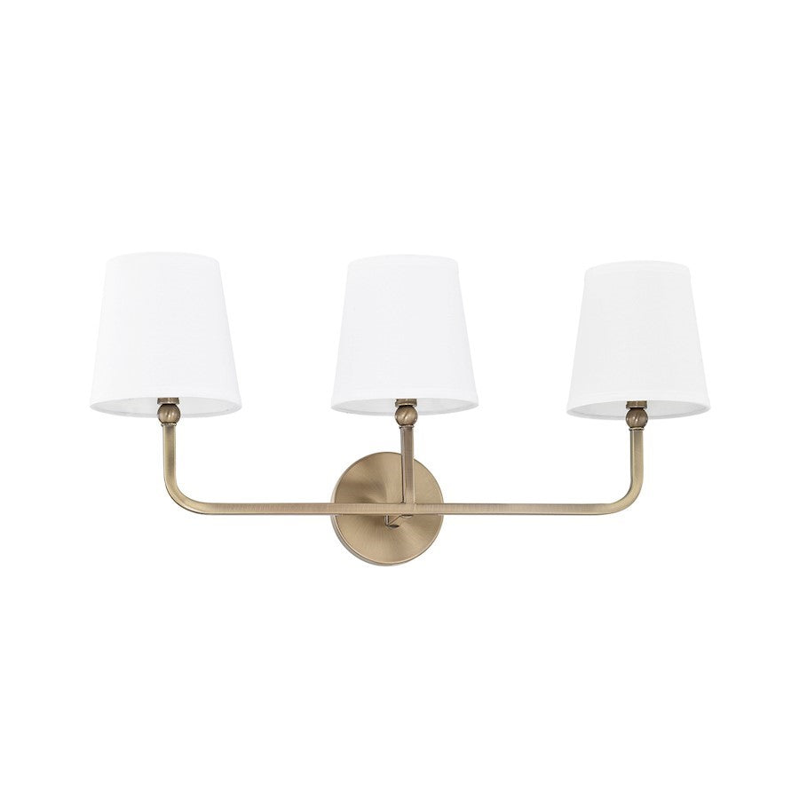 OPEN BOX ITEM: Capital Lighting Dawson 3 Light Vanity, Aged Brass - 119331AD-674