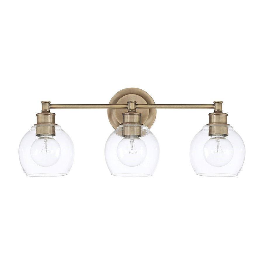 OPEN BOX ITEM: Capital Lighting Mid-Century 3 Light Vanity, Brass - 121131AD-426