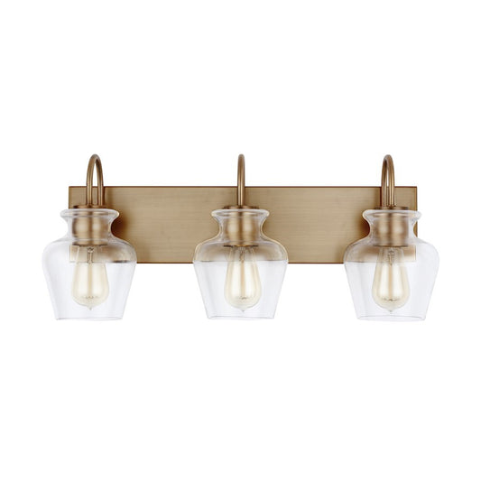 OPEN BOX ITEM: Capital Lighting Danes 3-Light Vanity, Aged Brass/Clear