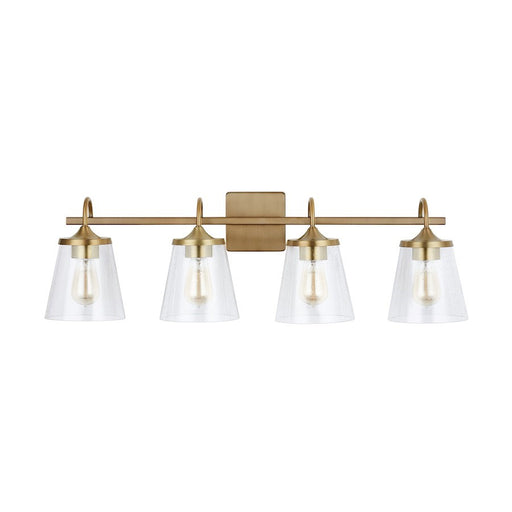 OPEN BOX ITEM: Capital Lighting 4-Light Vanity, Aged Brass/Clear Seeded
