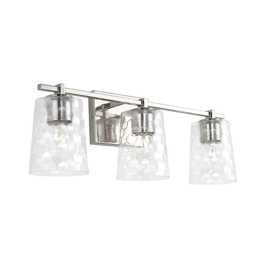 OPEN BOX ITEM: Capital Lighting Burke 3-Lt Vanity, NK/Honeycomb - CL143531PN-517