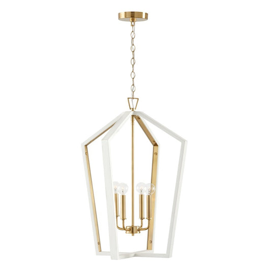 OPEN BOX ITEM: Capital Lighting Maren 4Lt Pendant, White/Brass - CL344541WM