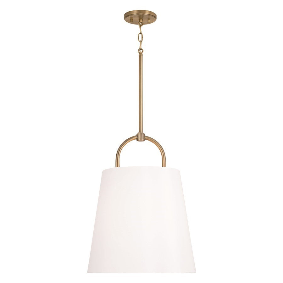 OPEN BOX ITEM: Capital Lighting Brody Medium 1-Lt Pendant, Brass/WH - CL349412AD