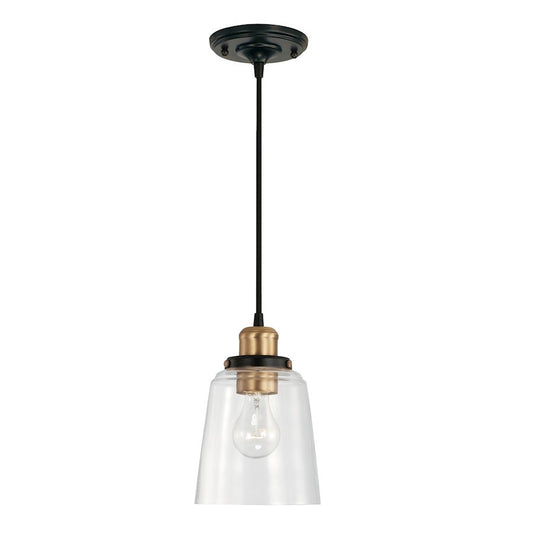 OPEN BOX ITEM: Capital Lighting Fallon 1 Light Pendant, BS/BK - CL3718AB-135