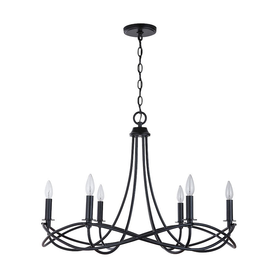 OPEN BOX ITEM: Capital Lighting Sonnet 6 Light Chandelier, Black - 431661MB