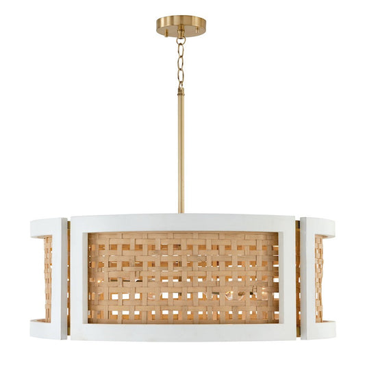 OPEN BOX ITEM: Capital Lighting Lola 6 Light Chandelier, Flat White/Matte Brass