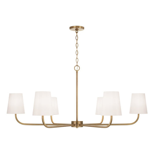 OPEN BOX ITEM: Capital Lighting Brody 6 Light Chandelier, Brass/White