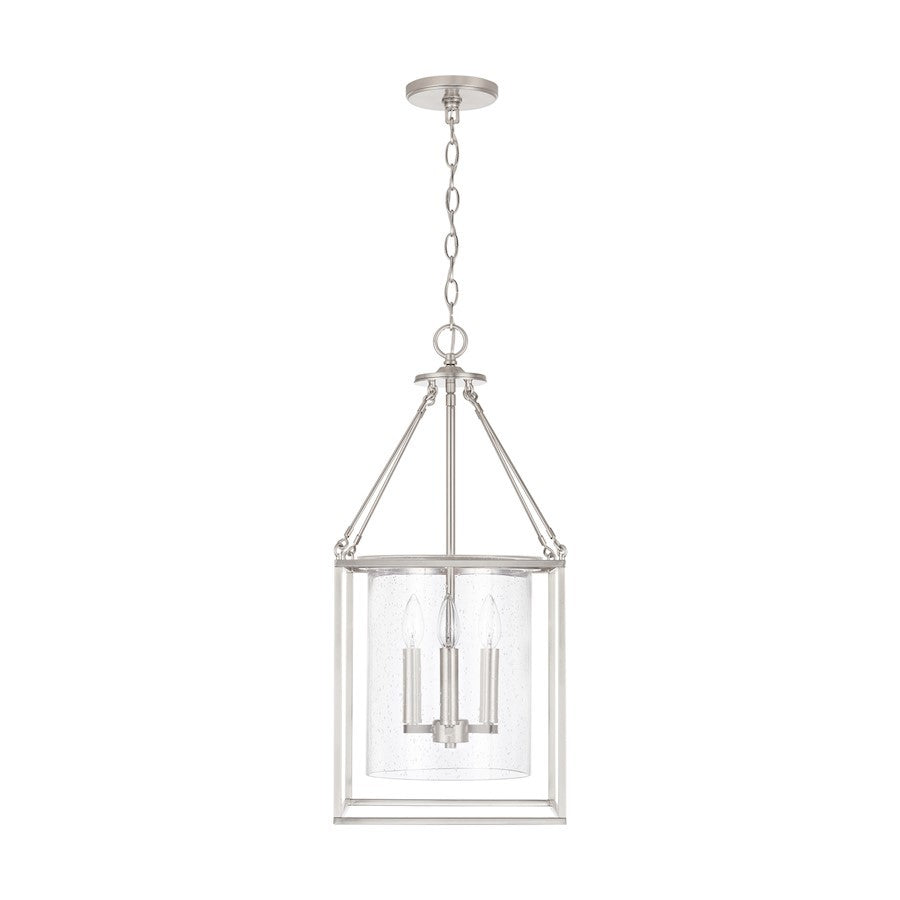 OPEN BOX ITEM: Capital 4-Light Pendant, Brushed Nickel/Clear Seeded - CL532843BN