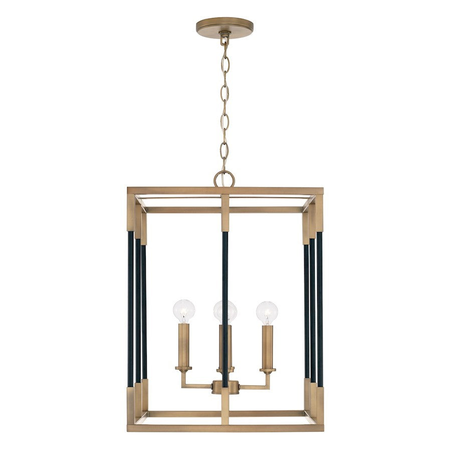 OPEN BOX ITEM: Capital Lighting Bleeker 4 Light 16" Foyer Pendant, Brass/Black