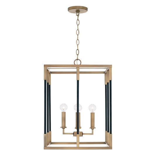 OPEN BOX ITEM: Capital Lighting Bleeker 4 Light 16" Foyer Pendant, Brass/Black