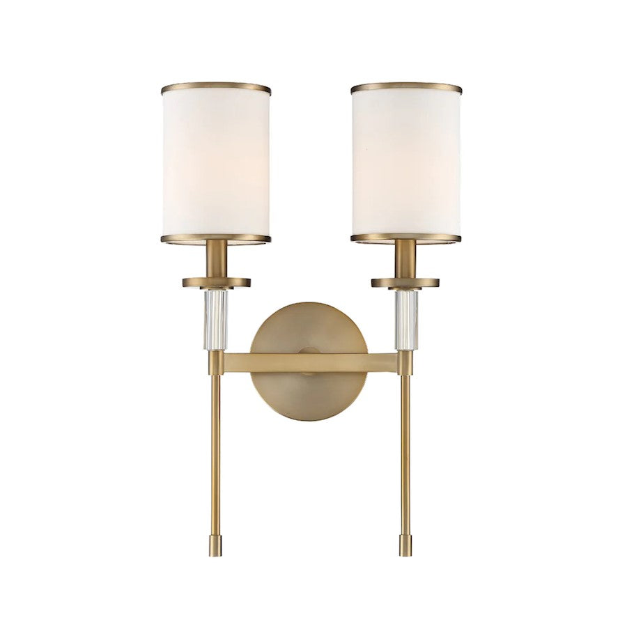 OPEN BOX ITEM: Crystorama Hatfield 2 Light Wall Mount, Aged Brass - HAT-472-VG