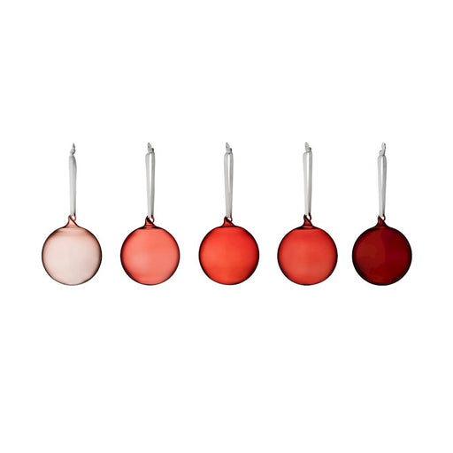 OPEN BOX ITEM: Iittala Red Glass Ball Ornament, Set of 5, Red - 1026604