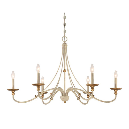 OPEN BOX ITEM: Minka Lavery Westchester 6 Light Chandelier, WH/Gold - MI1046-701