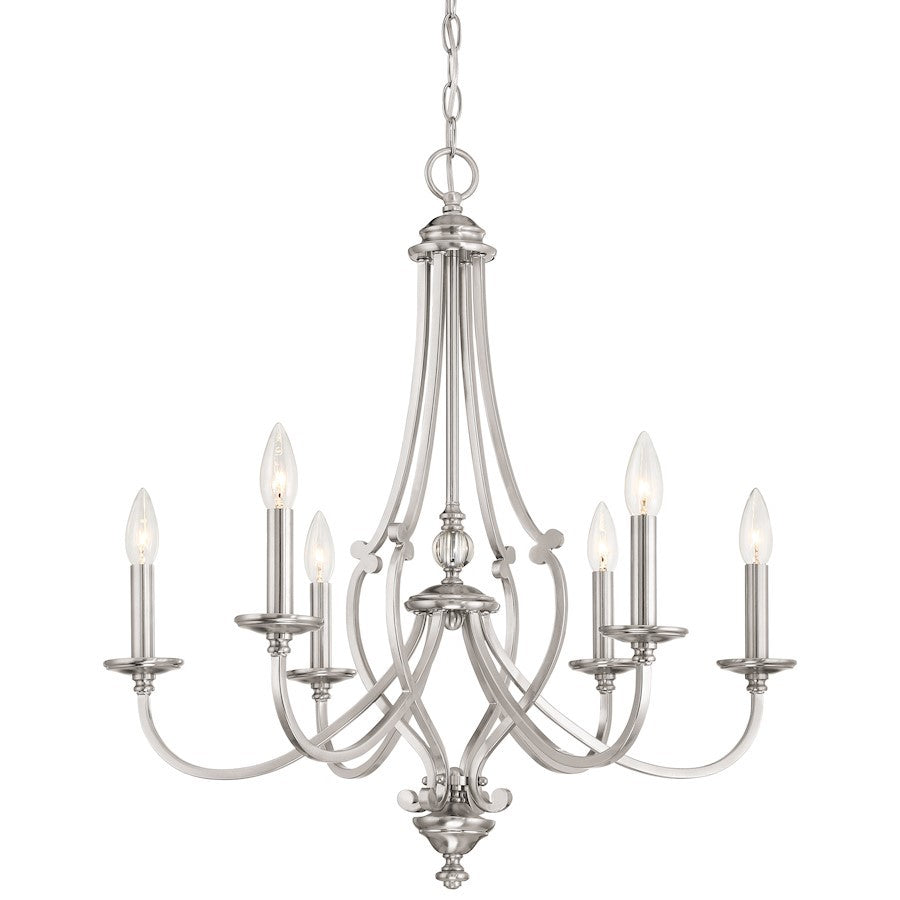 OPEN BOX ITEM: Minka Lavery Savannah Row 6 Light Chandelier, Nickel - MI3336-84