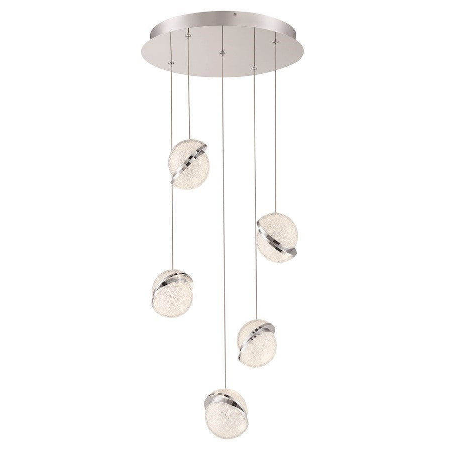 OPEN BOX ITEM: George Kovacs Silver Slice 5 Lt LED Pendant, CH - MIP1445-077-L