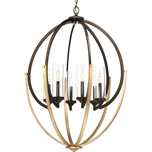 OPEN BOX ITEM: Progress Evoke 6 Light 28.5" Chandelier, Antique Bronze/Clear