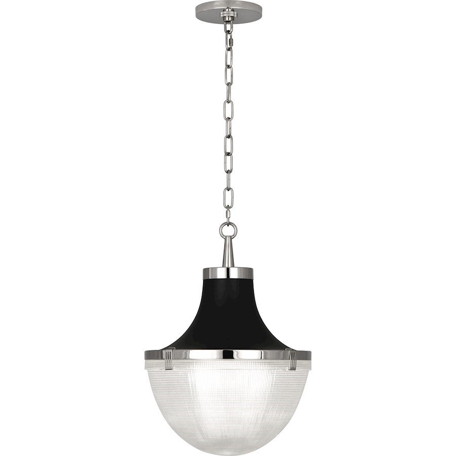 OPEN BOX ITEM: Robert Abbey Brighton 1 Light Pendant, PN/Black Hood - ROS3391