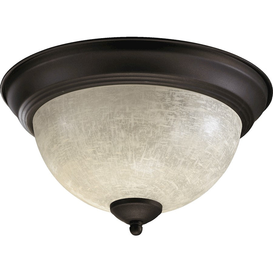 Quorum Light Flush Mount, Oiled Bronze/Linen