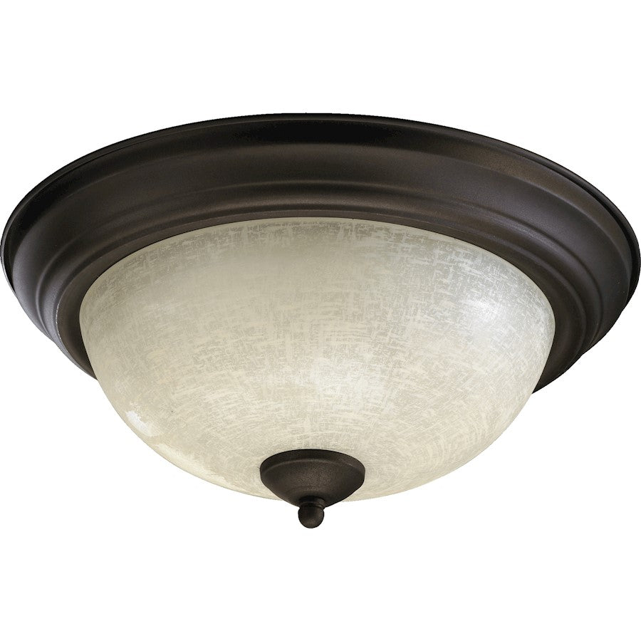 Quorum Light Flush Mount, Oiled Bronze/Linen