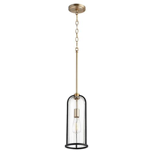 Quorum Espy 1 Light Pendant, Noir/Aged Brass/Clear - 307-6980