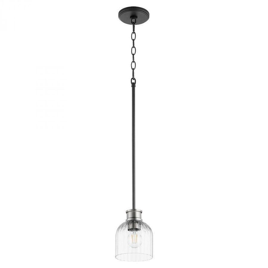 Quorum Monarch 1 Light Pendant, Noir/Satin Nickel/Clear - 310-6965