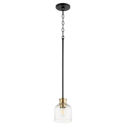 Quorum Monarch 1 Light Pendant, Noir/Aged Brass/Clear - 310-6980