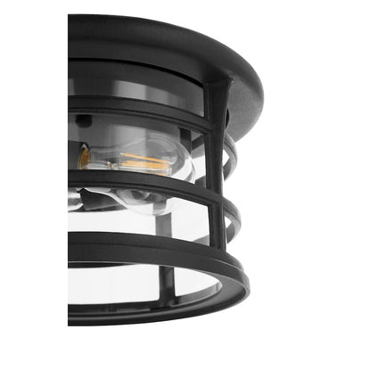 Quorum Haley 11" Outdoor Ceiling Mount, Noir/Clear