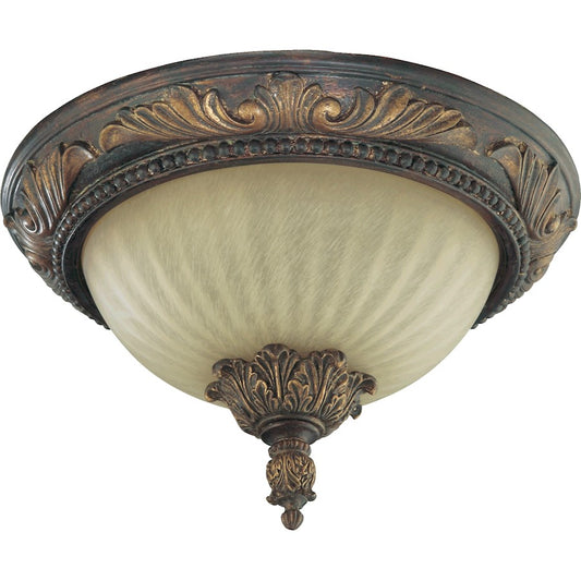 Quorum Madeleine 2 Light Flush Mount, Corsican Gold