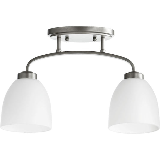 Quorum Reyes 2 Light Flush Mount, Satin Opal