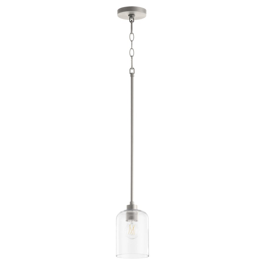 Quorum Tribute 1 Light Pendant, Satin Nickel/Clear 3374-65