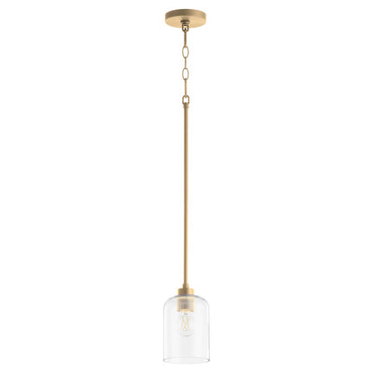 Quorum Tribute 1 Light Pendant, Aged Brass/Clear 3374-80