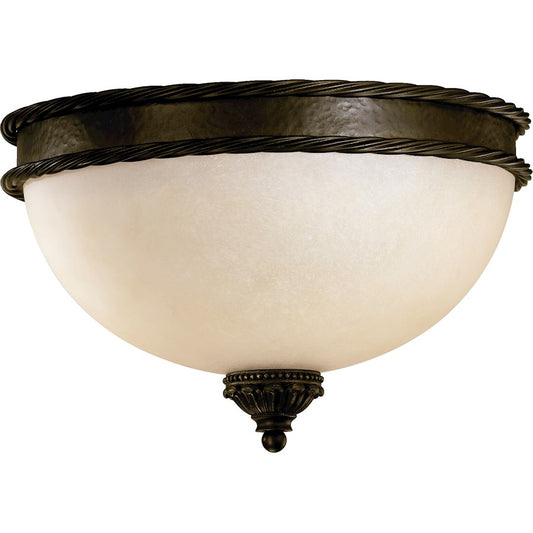 Quorum Alameda 3 Light Flush Mount, Oiled Bronze