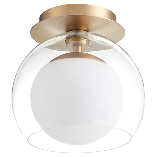 Quorum 9" Ceiling Mount, Aged Brass/Clear/Opal 3626-9-80