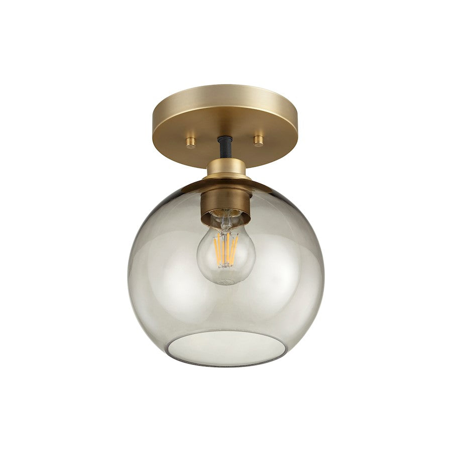 Quorum Clarion 1 Light Flush Mount, Noir/Aged Brass - 372-1-6980