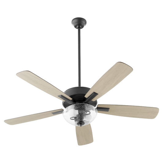 Quorum Ovation Bowl Ceiling Fan, Matte Black/Clear/Seeded 4525-2259