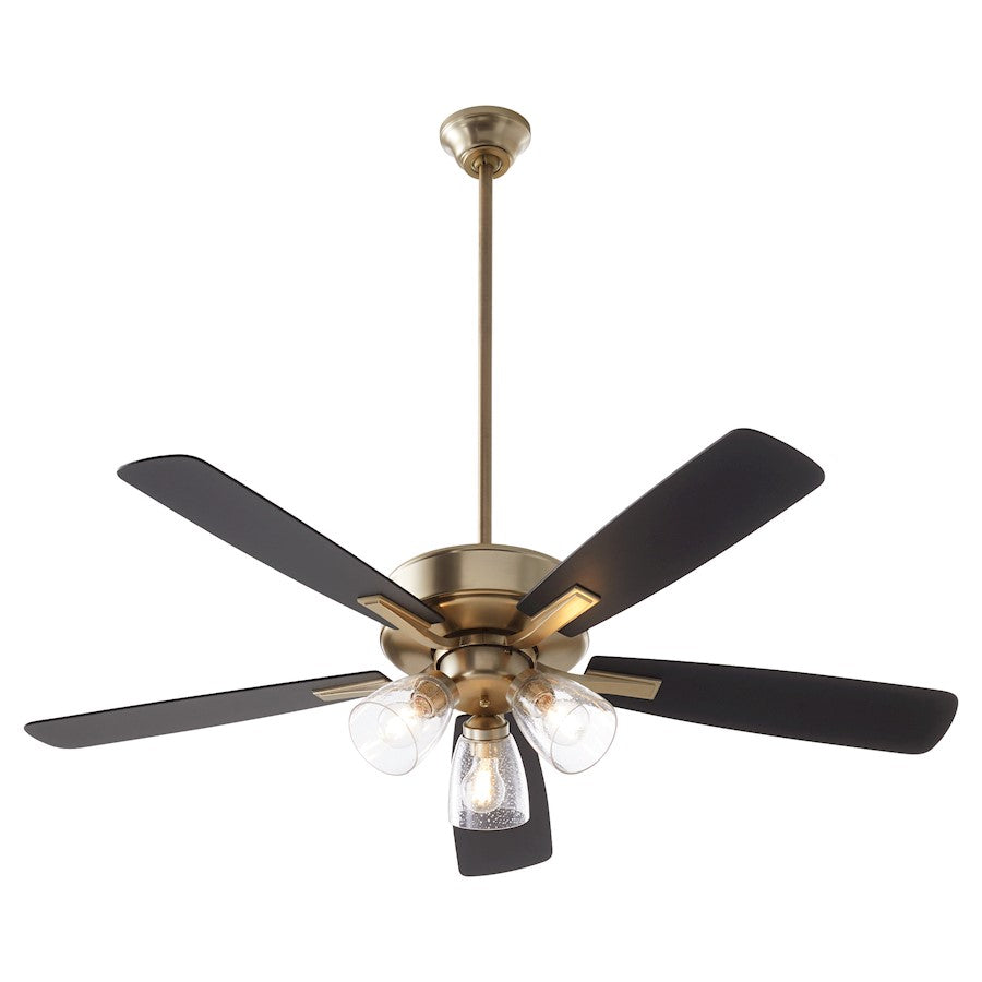 Quorum Ovation 3 Light Ceiling Fan, Aged Brass