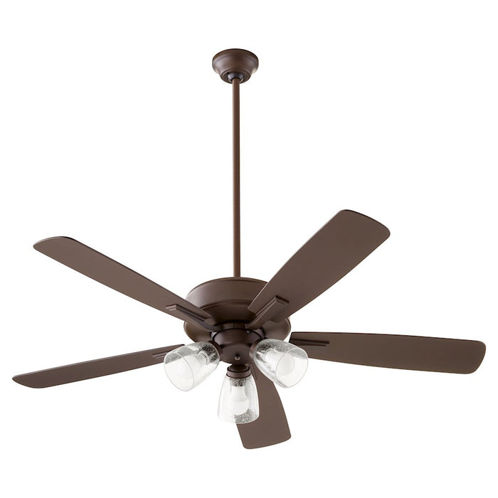 Quorum Ovation 3 Light Ceiling Fan,Oiled Bronze/Clear/Seeded 4525-2386