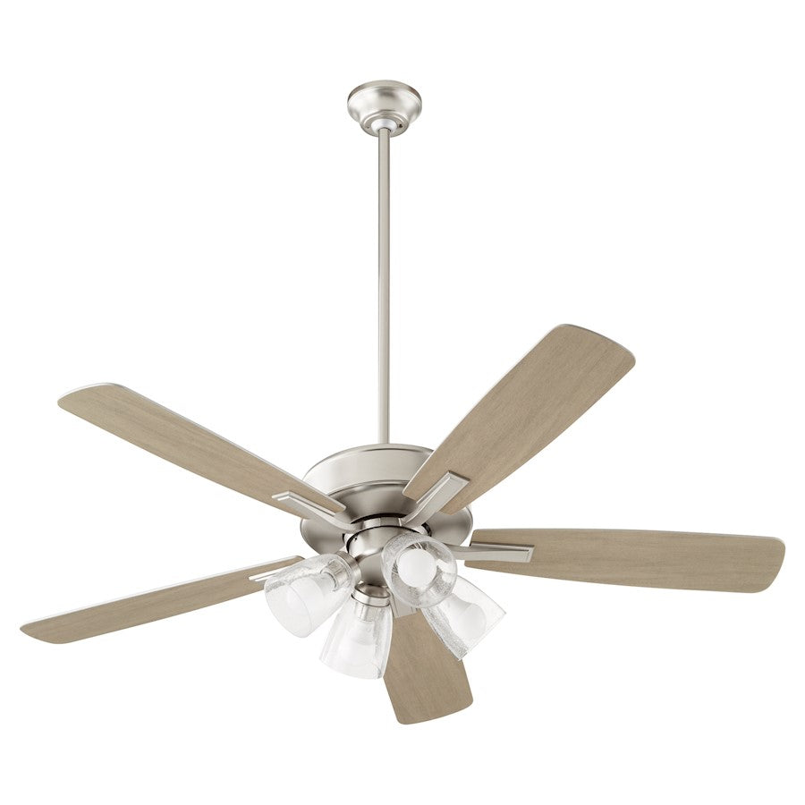 Quorum Ovation 4 Light Ceiling Fan, Satin Nickel/Clear/Seeded 4525-2465