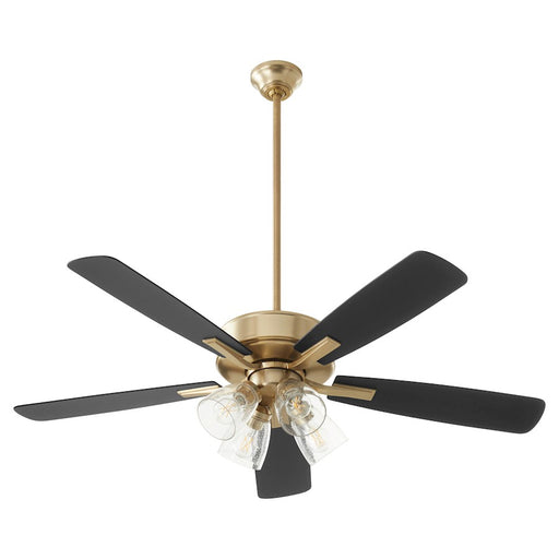 Quorum Ovation 4 Light Ceiling Fan, Aged Brass/Clear/Seeded - 4525-2480