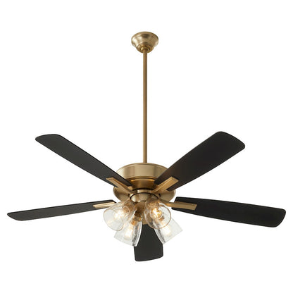 Quorum Ovation 4 Light Ceiling Fan, Aged Brass