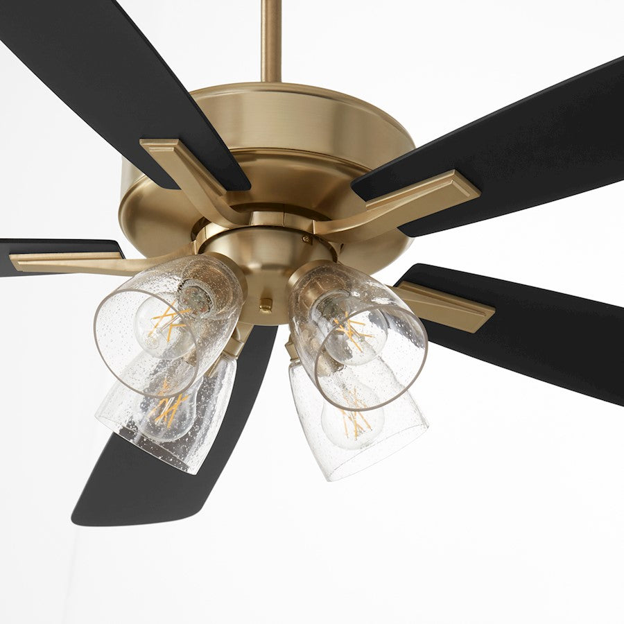 Quorum Ovation 4 Light Ceiling Fan, Aged Brass